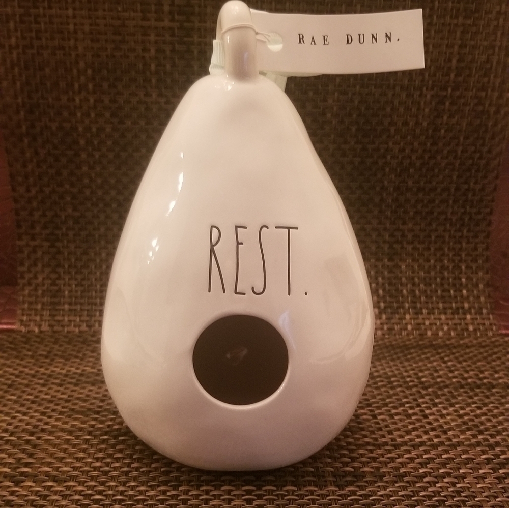Rae Dunn "Rest" Teardrop Ceramic Birdhouse. NWT.
